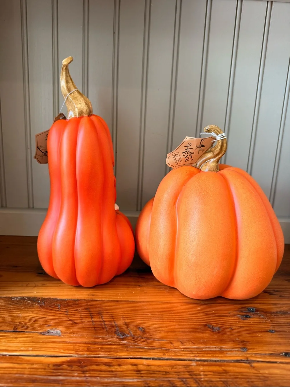 Whimsical Orange Pumpkin Head Halloween Decor Pair by Hallow’s Eve